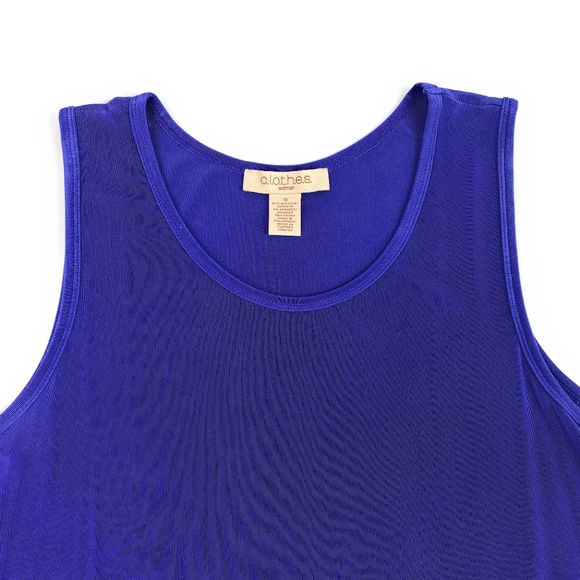 Solid Royal Blue/Purple Sleeveless Shell Top - Picture 1 of 4